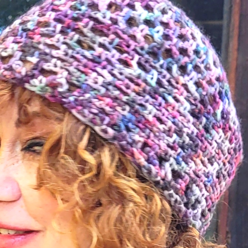 Hand painted crochet cap